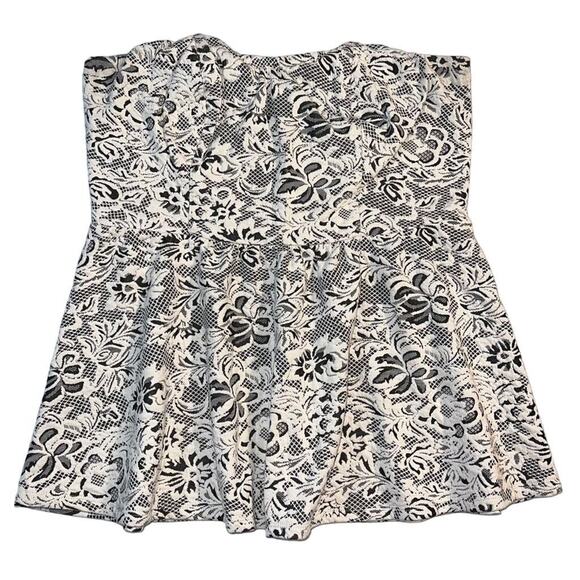 Maurices Womens Peplum Top Blouse Strapless Floral Lace Black Beige Size 0 14 - Picture 1 of 10